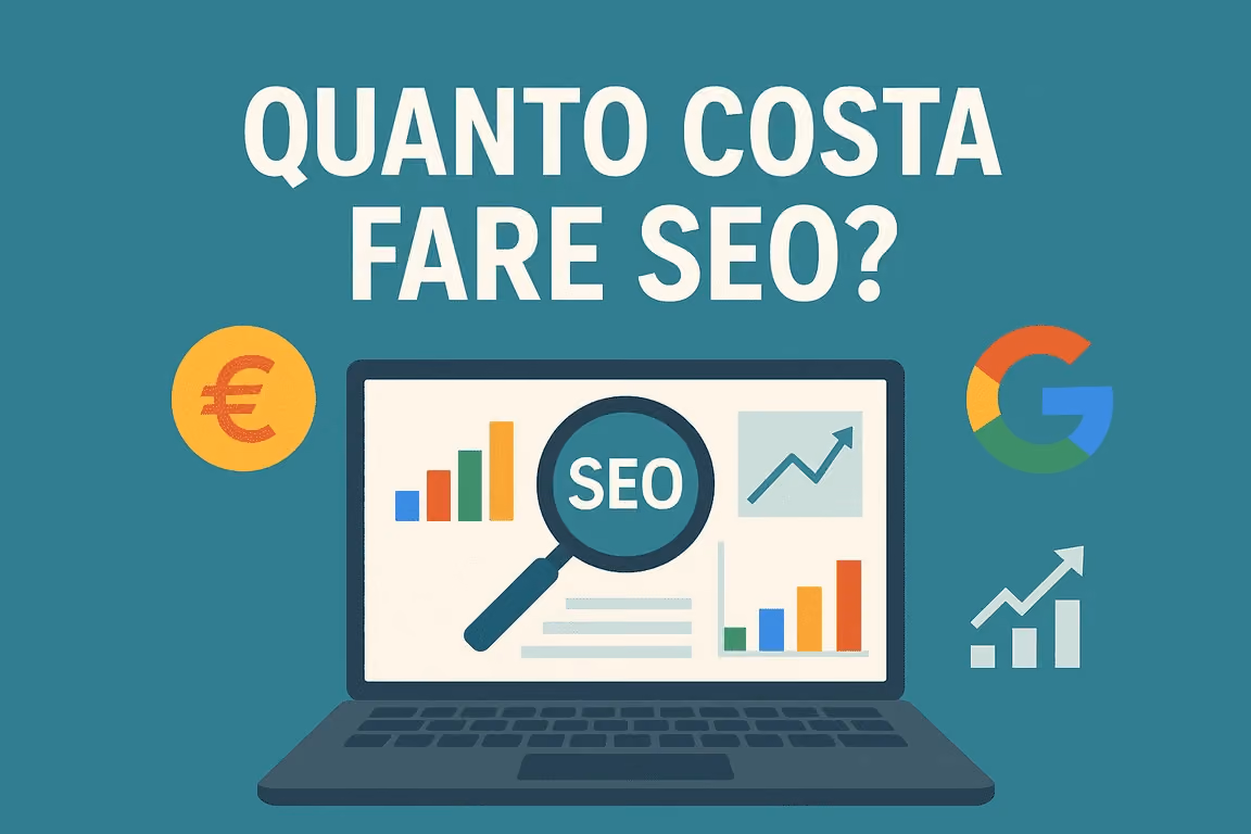 Titolare di una PMI che analizza un report di posizionamento SEO su un monitor insieme a un consulente