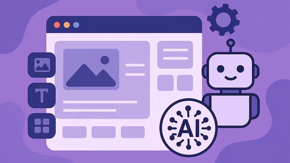 Titolare di una PMI che osserva la bozza di un sito web generata da uno strumento di intelligenza artificiale su un laptop